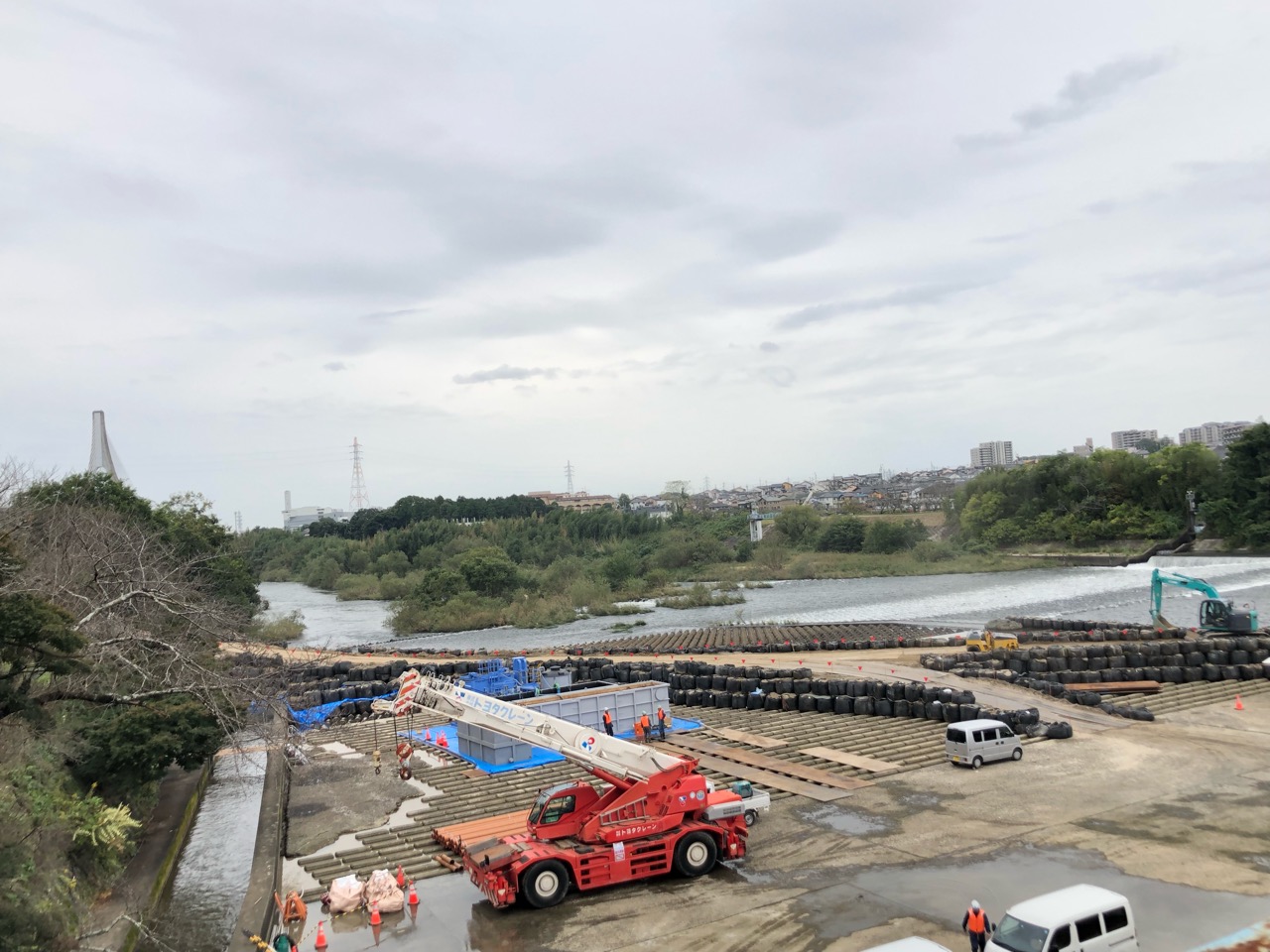 2019年10月の水源橋の工事様子